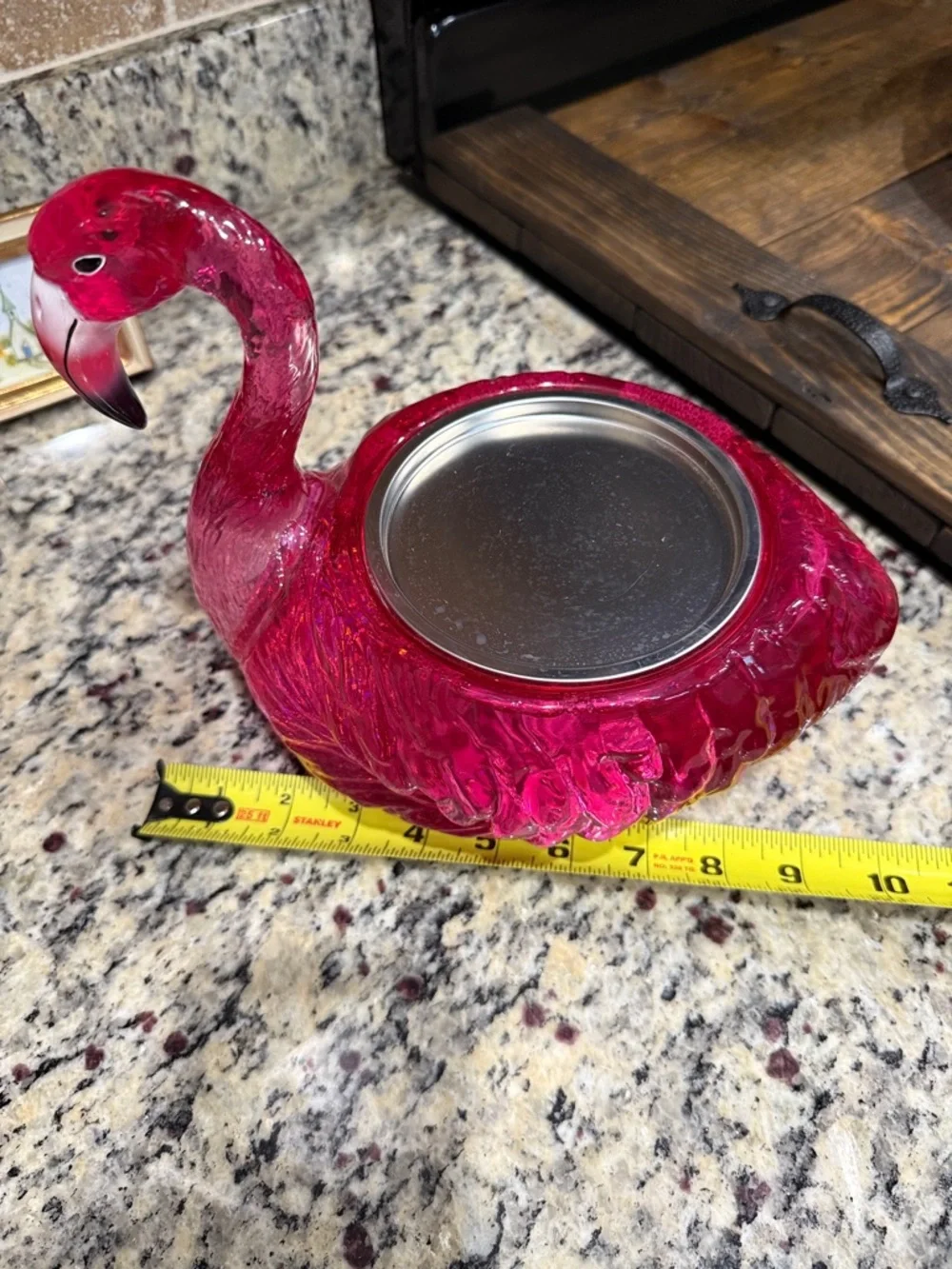 Bath and Body Works Pink Flamingo glitter globe 3 Wick Candle Holder - Picture 4 of 6